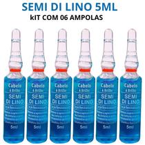 Semi Di Lino 5ml Cabelo E Brilho Arovitel - Kit C/ 6 Ampolas