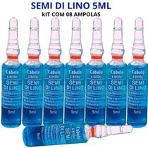 Semi Di Lino 5ml Cabelo E Brilho Arovitel Kit C/ 8 Ampolas