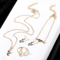 Semi Joia Folheado Ouro 18K Cobra Conjunto 4 Peças