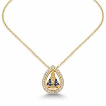 Semijoia Colar Nossa Senhora Aparecida Gota com Manto Azul e Zircônias Banhado a Ouro 18K Semijoia Colar Nossa Senhora Aparecida Gota com Manto Azul e Zircônias Banhado a Ouro 18K