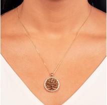 Semijoia - Colar Pingente Arvore da Vida com Micro Zircônia