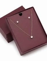 Semijoia Luxo Conjunto Ponto Luz Colar Brincos Banho de Ouro 18K Presente Feminino