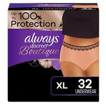 Sempre Discreto Boutique, Incontinência e Roupa Íntima Pós-Parto Para Mulheres, Tamanho X-Grande, Pêssego, Absorção Máxima, Descartável, 16 Count X 2 Packs (32 Count Total)