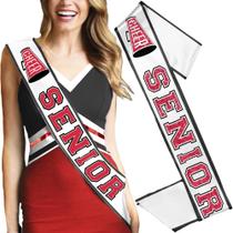 Senior Cheer Sash RhinestoneSash Red Sparkle com contorno preto