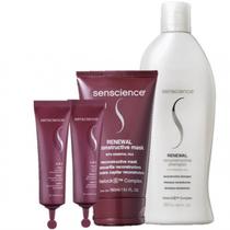 Senscience Renewal Shampoo 280ml Renewal Mask 150ml e CPR Tratamento Reconstrutor 2x25ml