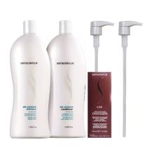 Senscience Silk Moisture Shampoo 1 Litro + Condicionador 1 Litro + CPR Tratamento Reconstrutor 2x25ml + Válvulas Pump
