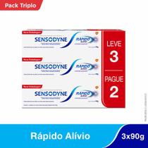 Sensodyne Rapido Alivio - Kit De Creme Dental, Alivio Para Dentes Sensiveis, Com 3 Unidades De 90g