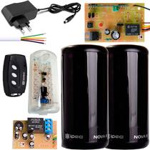 Sensor De Barreira Feixe Simples 30 Metros Luz de Led Fonte 12V Cabo 4 Vias Temporizador Controle