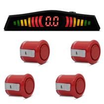 Sensor de Estacionamento 4 Pontos com Display de LED Colorido Meia Lua Universal Vermelho