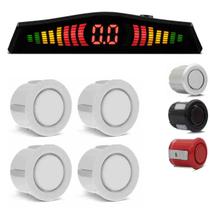 Sensor de Estacionamento 4 Pontos com Display de LED Colorido Universal Branco Prata Preto Vermelho