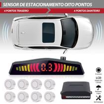 Sensor de Estacionamento Dianteiro e Traseiro Branco Agile 2010 2011 2012 2013 2014 2015 2016 Frontal Ré 8 Oito Pontos Aviso Sonoro Distância