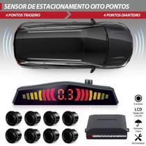 Sensor de Estacionamento Dianteiro e Traseiro Preto Chevrolet Onix 2017 2018 2019 2020 Frontal Ré 8 Oito Pontos Aviso Sonoro Distância