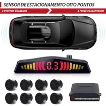 Sensor de Estacionamento Dianteiro e Traseiro Preto Fosco Fiat Grand Siena 2012 2013 2014 2015 2016 Frontal Ré 8 Oito Pontos Aviso Sonoro Distância