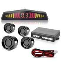 Sensor de Estacionamento Ré Preto 4 Pontos Sensores Sinal Sonoro Display Led Para-Choque Preto Sensor de Estacionamento Ré Preto 4 Pontos Sensores Sinal Sonoro Display Led Para-Choque Preto
