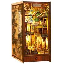 Sensor De Luz Led Diy Livro Nook Kit 3d Quebra-cabeça De Madeira Estante Inserção Modelo Casa De