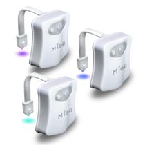 Sensor de movimento de luz sanitária MIEFL ativado, 16 cores que mudam, pacote com 3 luzes LED de assento de vaso sanitário dentro de uma tigela brilhante, luz noturna Smart Disco Potty para banheiro, presentes divertidos e ideais para meninos e meninas, homens e mulheres