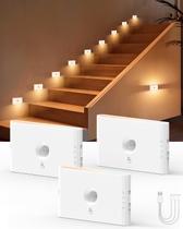Sensor de movimento Stair Light Yiliaw Recarregável, pacote com 3 unidades, branco Sensor de movimento Stair Light Yiliaw Recarregável, pacote com 3 unidades, branco