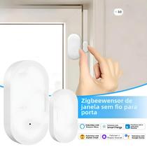 Sensor De Porta Inteligente Sem Fio Zigbee Detector De Alarme De Janela Magnética Funciona Com