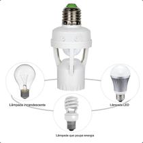 Sensor De Presença 360 Soquete E27 Lâmpada Com Fotocélula Bivolt Branco