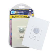 Sensor de Presença Microcontrolado 180 com Chave e Fotocélula Branco Embutir Padrão 4x2 Bivolt Automático Qualitronix