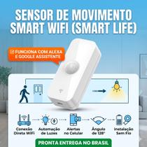 Sensor De Presença Movimento WIFI inteligente compatível Smart Life Alexa Google Home