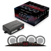 Sensor de Ré 4 Pontos Display Led Slim Sistema Veicular Prata Ps220 Positron