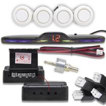 Sensor de Ré Estacionamento 4 Pontos Branco Led Colorido