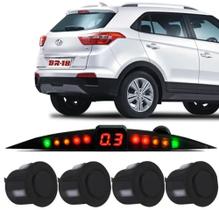 Sensor De Ré Estacionamento Preto Fosco Hyundai Creta Visor Slim Led - Tech One