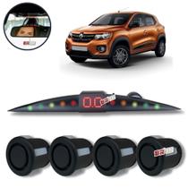 Sensor De Ré Estacionamento Preto Fosco Renault Kwid Visor Slim Led
