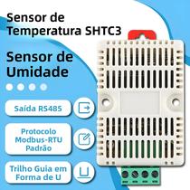 Sensor De Temperatura E Umidade Industrial SHTC3 35MM DIN Protocolo Modbus RS485 Transmissor 5PIN