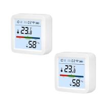 Sensor De Temperatura E Umidade Inteligente WiFi Com Luz De Fundo, Termômetro Higrômetro Com Suporte
