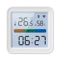 Sensor De Temperatura E Umidade WiFi Inteligente Com Luz De Fundo, Higrômetro E Termômetro, Suporte