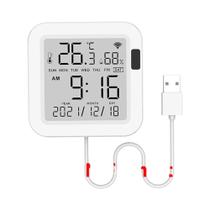 Sensor De Temperatura E Umidade WiFi Inteligente Com Luz De Fundo Para Casa Inteligente, Funciona