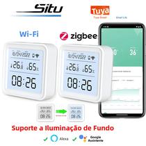 Sensor De Temperatura E Umidade WiFi Inteligente Tuya Zigbee Higrômetro Termômetro Alexa Google Home