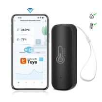 Sensor De Umidade E Temperatura Tuya WiFi Preto, Alimentado Por Bateria, Para Casa Inteligente, APP, Sensor De Umidade E Temperatura Tuya WiFi Preto, Alimentado Por Bateria, Para Casa Inteligente, APP,