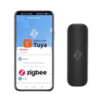 Sensor De Vibração WiFi Zigbee Preto Para Proteção Residencial, Alarme De Choque Remoto Em Tempo