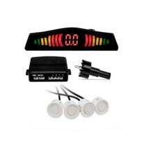 Sensor Estacionamento 4 Sensores Ré 18mm Display Led Cor Branco Sensor Estacionamento 4 Sensores Ré 18mm Display Led Cor Branco