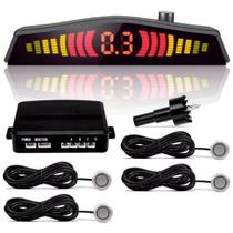 Sensor Estacionamento 4 Sensores Ré 18mm Display Led Cor Prata Cinza
