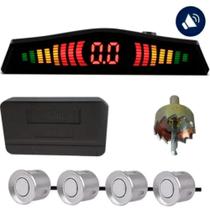 Sensor Estacionamento 4 Sensores Ré 22mm Display Led Cor Prata