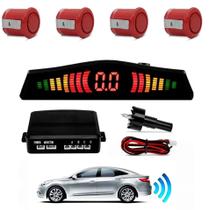 Sensor Estacionamento Ré Automotivo Universal 4 Sensores com Display Sinal Sonoro Vermelho 18mm - Ht Mercado