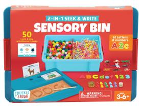 Sensory Bin Chuckle & Roar Tactile Learning para crianças com armazenamento