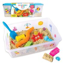 Sensory Bin Creativity para crianças na praia com brinquedos para mais de 3 a 4 anos