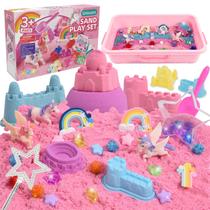 Sensory Bin Volmop Unicorn para menina com 148 unidades do kit Play Sand Art Sensory Bin Volmop Unicorn para menina com 148 unidades do kit Play Sand Art