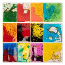 Sensory Fidget Liquid Motion Tiles Art3d para crianças, 6 x 6 polegadas, pacote com 12