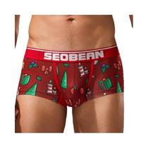 Seobean Christmas Elements Cuecas masculinas macias e confortáveis, leves, com tema de Natal