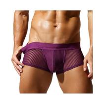 SEOBEAN Novo boxer translúcido masculino, cueca boxer confortável de poliéster para homens