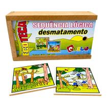 Sequencia Lógica Educativo Desmatamento Brinquedo Pedagógico Cognitivo de Madeira Carlu 5 anos