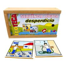 Sequencia Lógica Educativo Desperdício Brinquedo Pedagógico Cognitivo de Madeira Carlu 5 anos