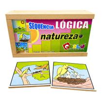 Sequência Lógica Natureza Brinquedo Educativo de Madeira Pedagógico Carlu 5 anos