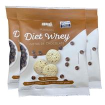 Sequilhos Diet Whey, Sem Glúten Gotas de Chocolate Hué - 13g de proteína - contendo 3 pacotes de 45g cada